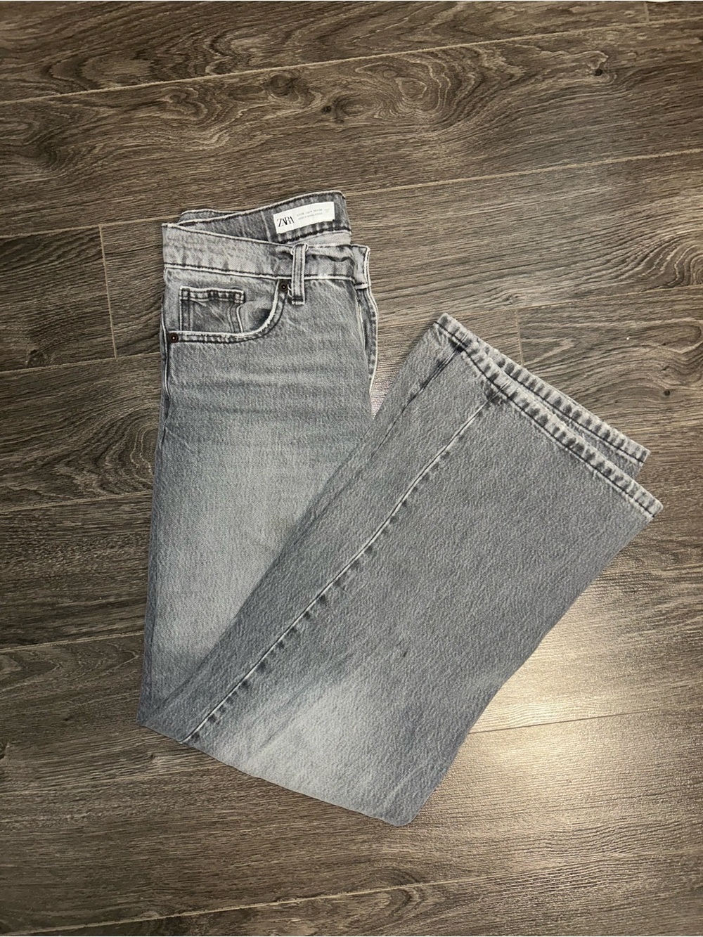 Zara Light Gray Straight Leg Jeans